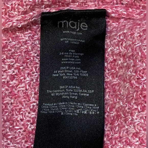 NWT Maje Shiny Finish Knit Pink Cardigan - Sz M - Picture 9 of 10